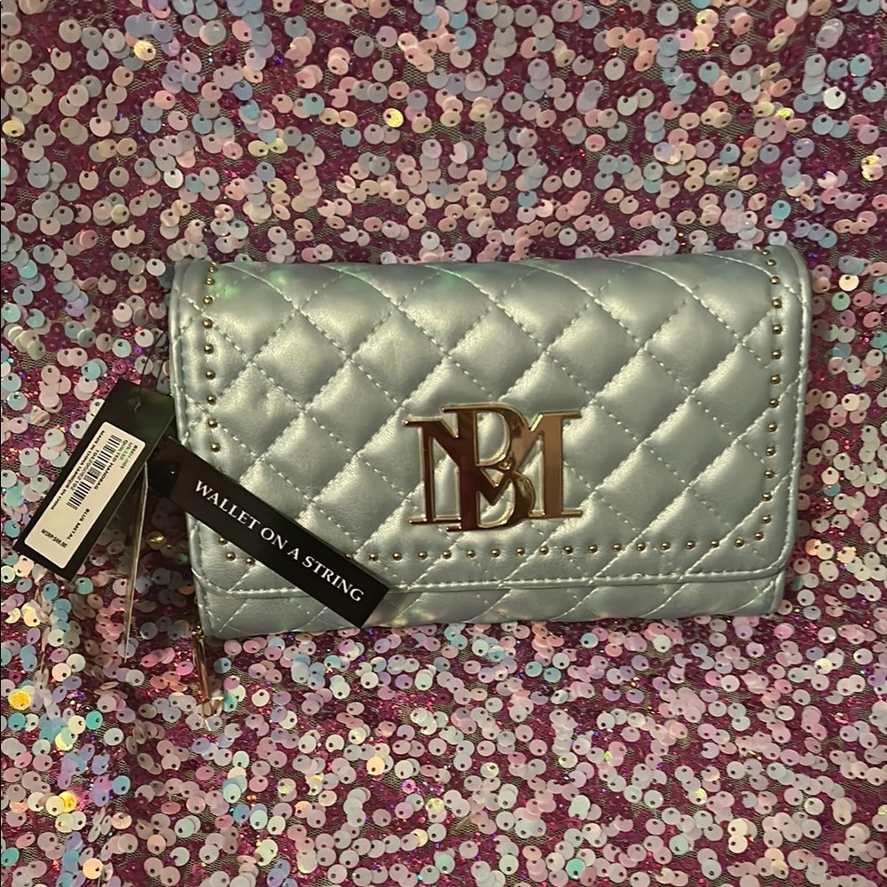 Badgley Mischka Silver Sky blue Quilted Bag